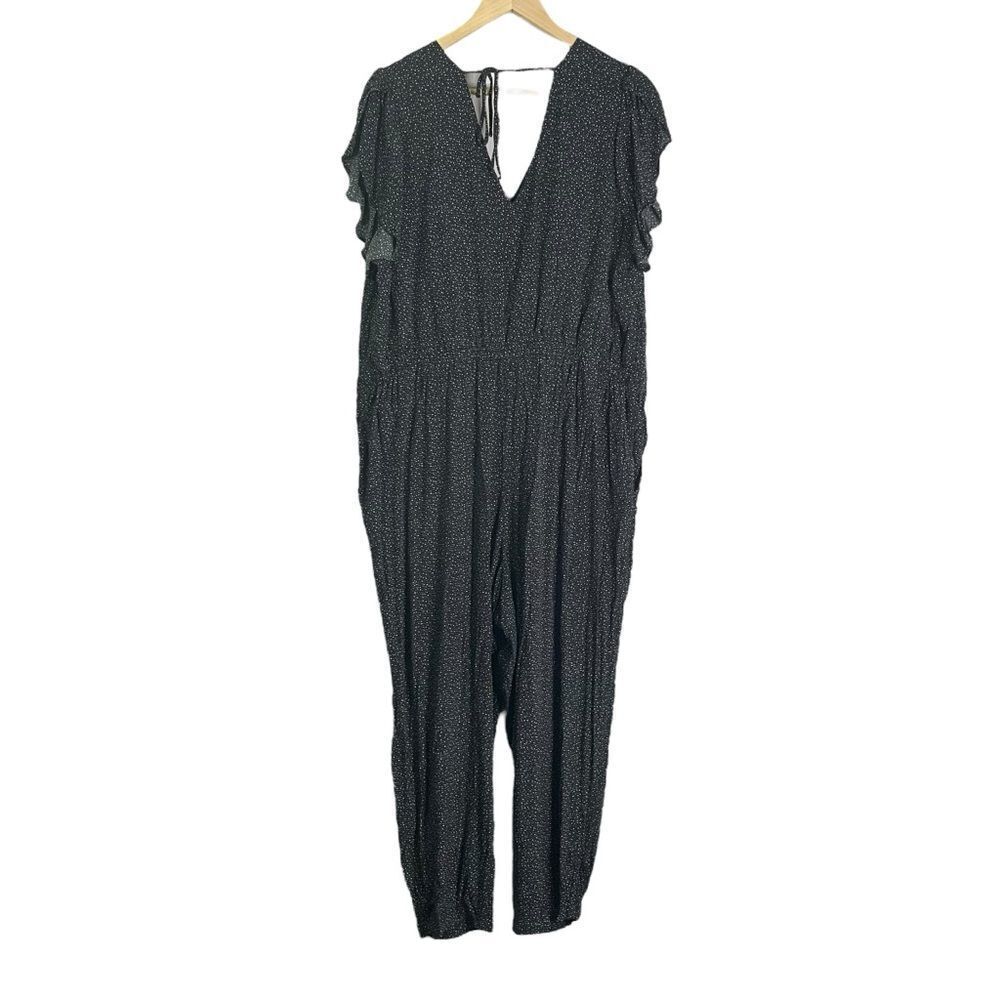 Loft Plus Jumpsuit In Black Dots Flutter Sleeve W… - image 2